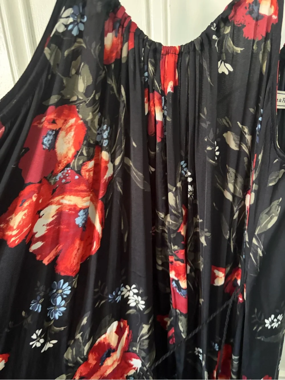 Silky floral maxi dress with optional tie waist